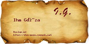 Ihm Géza névjegykártya